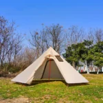 Ultralight Camping Pyramid Tent 1-2 Person Outdoor 4 Season Hiking Backpacking Tent Teepee Awnings Shelter With Chimney Hole